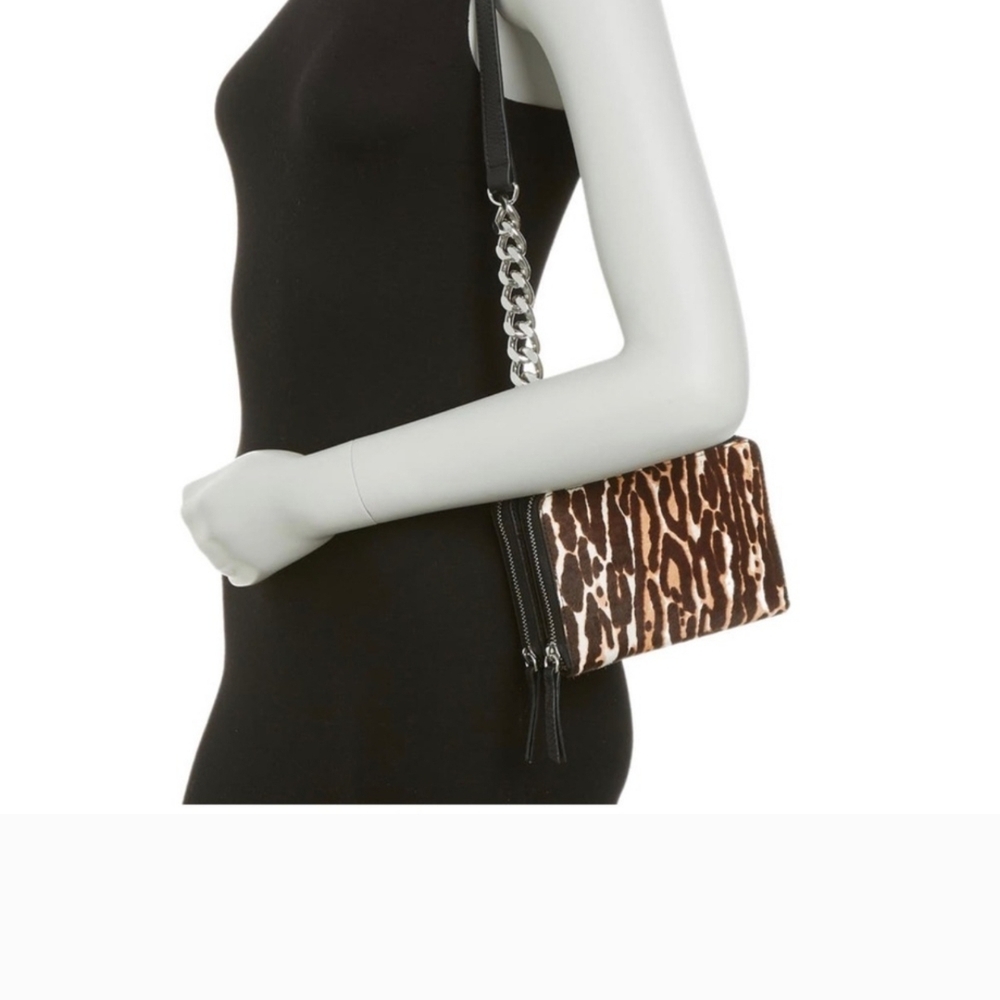 Vince Camuto Gilli Chain Leopard Print, Cow Hair and Leather Bag NEW